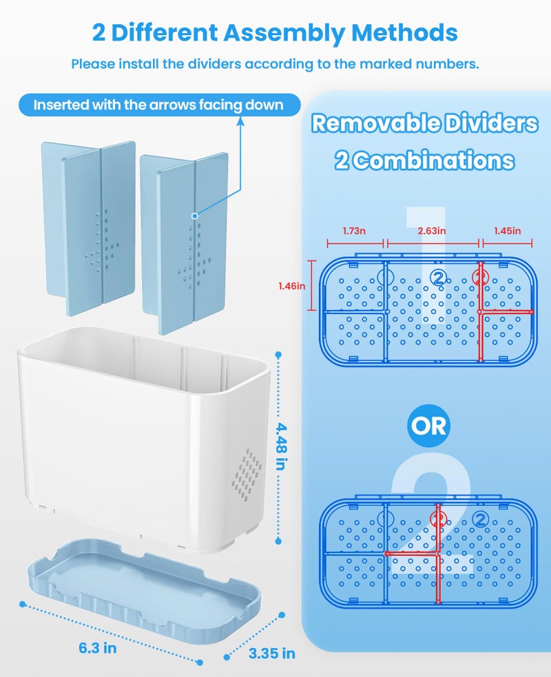 Homtalker Toothbrush and Toothpaste Holders for Bathrooms Countertop - Detachable 5 Slots Kids Electric Toothbrush Holders Set Wall Mounted with Removable Dividers for Bathroom Decor and Accessories Organizer - Image 2