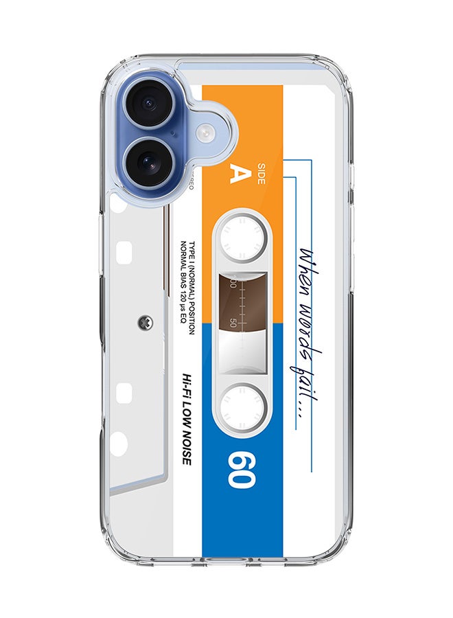 Stylizedd Classic Clear MagSafe Case for iPhone 17 , Hybrid Soft Case Flexible Edges Anti Drop TPU PC Gel Thin Transparent Cover [ Designed for iPhone 17 ] - When Words Fail (White Tape)