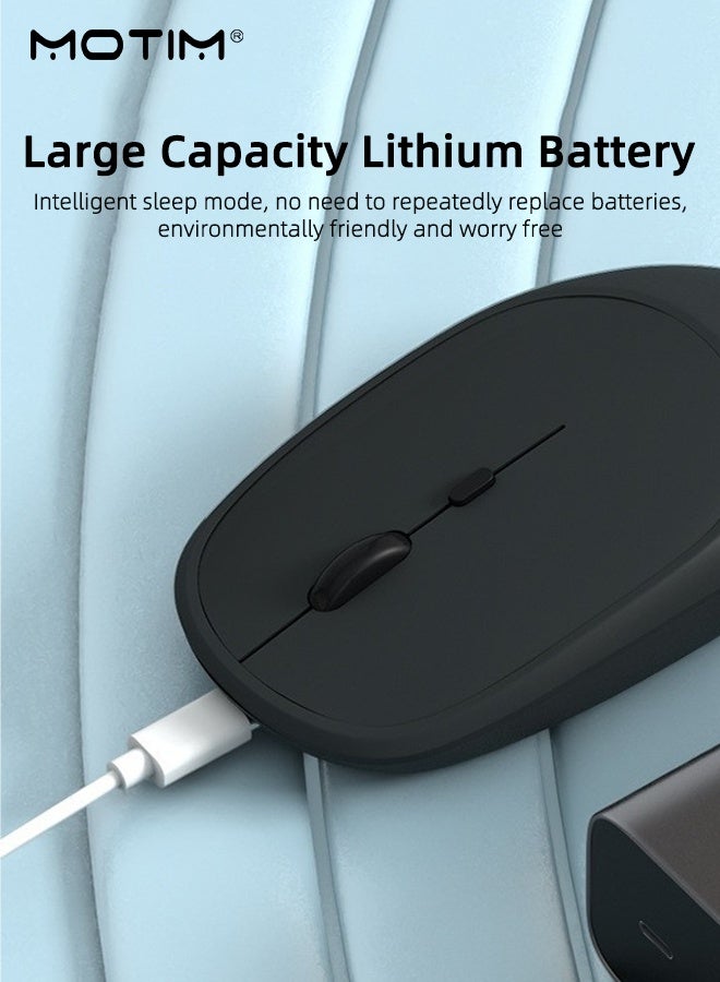 موتيم ماوس لاسلكي مزود بتقنية Bluetooth 5.0 و USB 2.4G ثنائي الوضع، ماوس لاسلكي صامت وخالي من الضوضاء، 3 مستويات DPI قابلة للتعديل تصل إلى 1600، متوافق مع الهواتف المحمولة والأجهزة اللوحية وأجهزة iPad وأجهزة الكمبيوتر المحمولة - Image 3