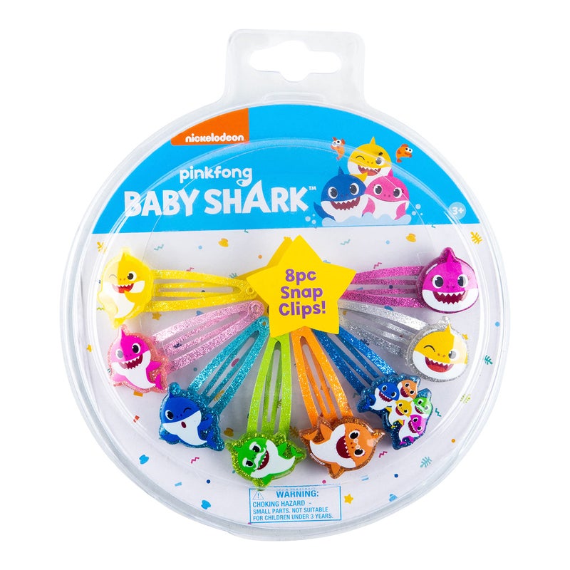 Luv Her Baby Shark Kids Hair Clips for Girls Snap Clips 8 Pack Multi Color Ages 3+ - Image 1
