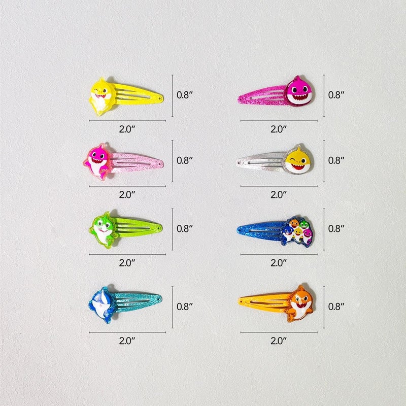 Luv Her Baby Shark Kids Hair Clips for Girls Snap Clips 8 Pack Multi Color Ages 3+ - Image 4