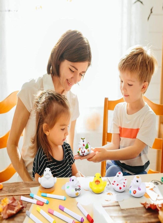 Olgaa 50 Pcs 2 Inch White Blank Rubber Ducks in Bulk DIY Fall Halloween Ducks with Pens of 24 Colors Float Squeak Funny for Pool Bathtub Float Cute Ducks Birthday Gift Baby Activities Themed Party Favor - Image 5