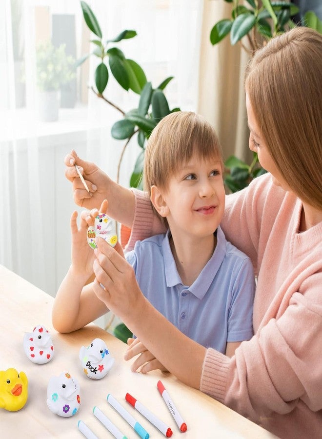 Olgaa 50 Pcs 2 Inch White Blank Rubber Ducks in Bulk DIY Fall Halloween Ducks with Pens of 24 Colors Float Squeak Funny for Pool Bathtub Float Cute Ducks Birthday Gift Baby Activities Themed Party Favor - Image 4