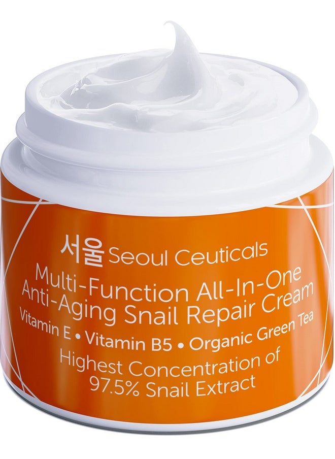 seoulceuticals SeoulCeuticals Korean Skin Care 97.5% Snail Mucin Moisturizer Cream - K Beauty Skincare Day & Night Snail Repair Cream Filtrate Cruelty Free 2oz  - Image 1