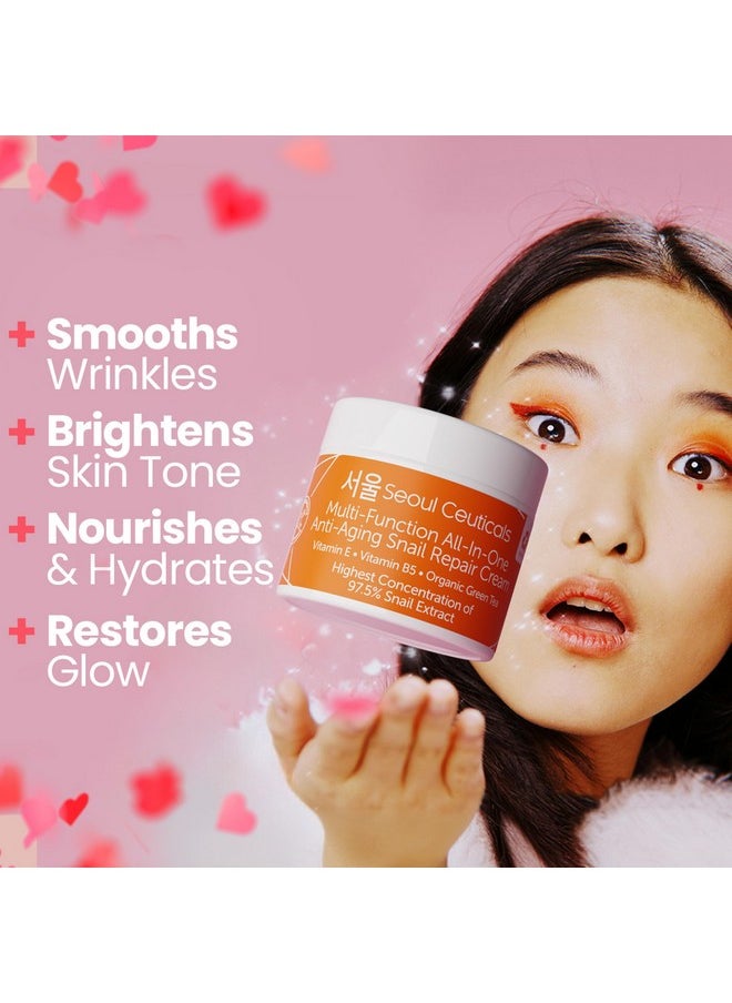 seoulceuticals SeoulCeuticals Korean Skin Care 97.5% Snail Mucin Moisturizer Cream - K Beauty Skincare Day & Night Snail Repair Cream Filtrate Cruelty Free 2oz  - Image 3