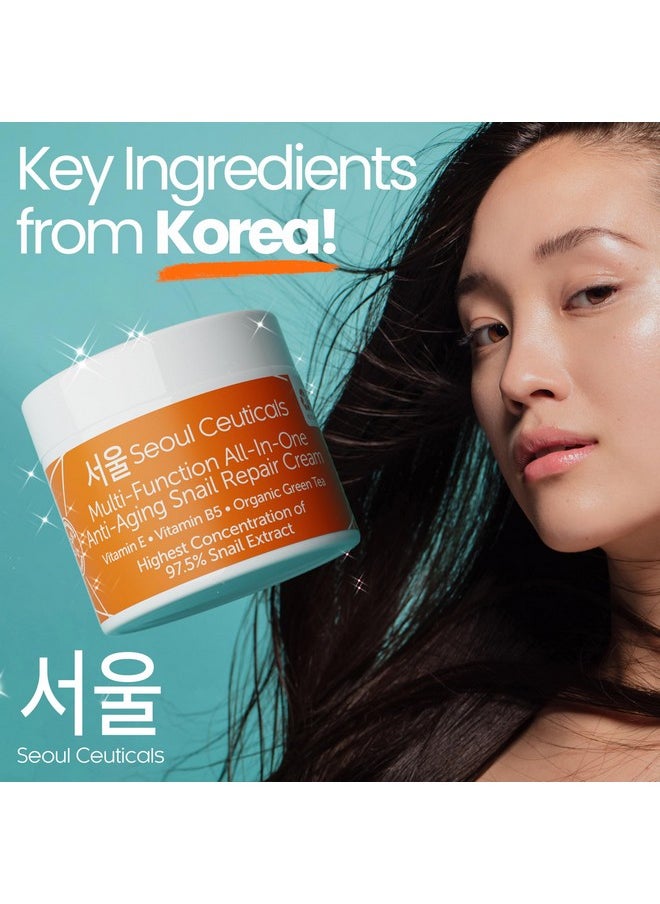 seoulceuticals SeoulCeuticals Korean Skin Care 97.5% Snail Mucin Moisturizer Cream - K Beauty Skincare Day & Night Snail Repair Cream Filtrate Cruelty Free 2oz  - Image 5