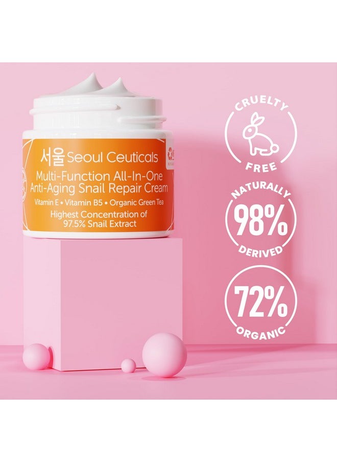 seoulceuticals SeoulCeuticals Korean Skin Care 97.5% Snail Mucin Moisturizer Cream - K Beauty Skincare Day & Night Snail Repair Cream Filtrate Cruelty Free 2oz  - Image 4