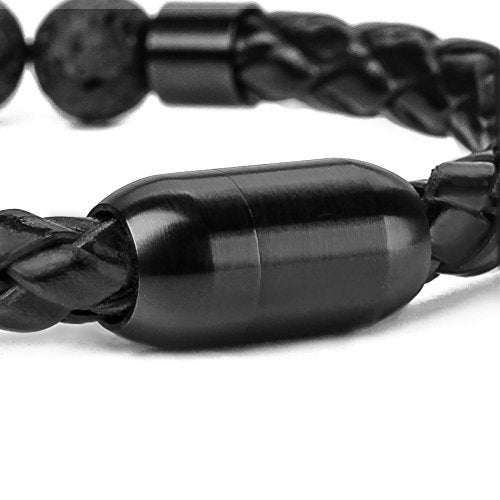 Ckysee Tiger Eye Bracelets for Men Magnetic Clasp Beaded Genuine Rope Leather Bracelet Men's Gifts - Image 4