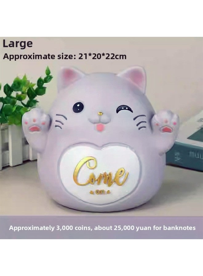 Children's gy Bank 3-10 Years Old To Cultivate The Habit Of Saving Money Can Enter And Leave The gy Bank But Not The Birthday gy Bank-Color:049 Waving Cat Large-Dimensions:Can Be Saved And Desirable - Image 1