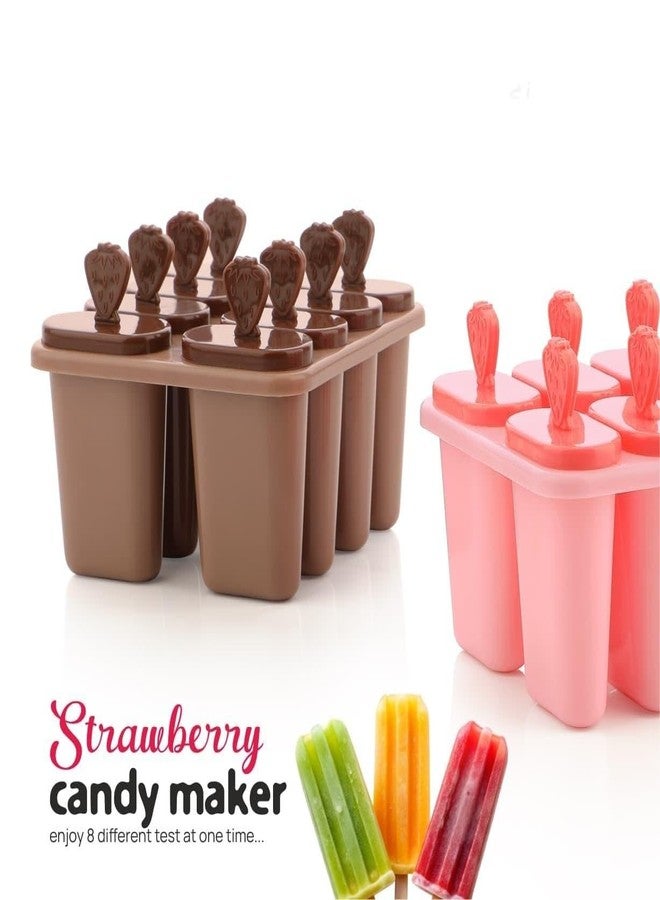 Makekartz.com Plastic Set of 8 Kulfi Candy Mould Tray 100% Food Grade Homemade Reusable for Home, Kitchen, Ice Lolly Mould,Popsicle Frozen Ice Cream, Ice Pop Makers for Children & Adults - Multicolor - Image 4