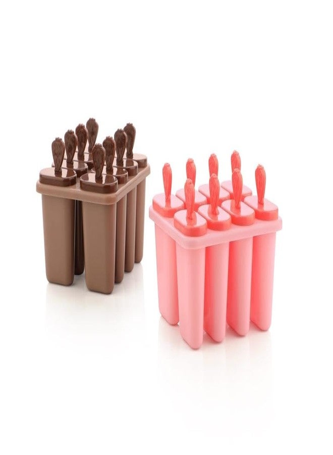 Makekartz.com Plastic Set of 8 Kulfi Candy Mould Tray 100% Food Grade Homemade Reusable for Home, Kitchen, Ice Lolly Mould,Popsicle Frozen Ice Cream, Ice Pop Makers for Children & Adults - Multicolor - Image 2