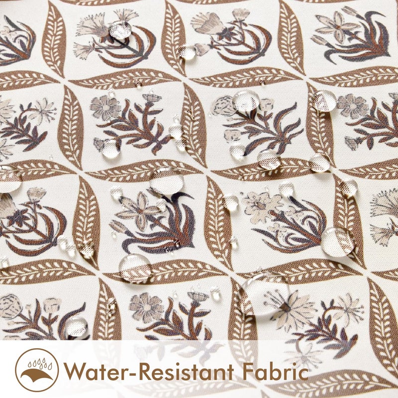 ANRODUO Floral Outdoor Pillow Covers 18x18 Waterproof Set of 2 Block Print Accent Decorative Cushion Cases with Refined Edge Piping for Spring Patio Porch Garden Couch Sofa Bench Decor Brown - Image 3