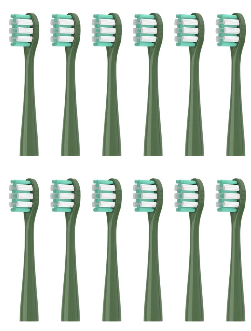 Showsee Replacement Electric Toothbrush Heads, Soft Bristles for ShowSee D1/d2/d3, 12 Pack, Green - Image 1