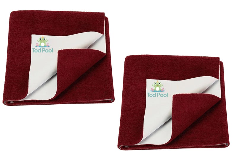 Tod PooL Breathable Bed Protector | Anti-Piling Fleece Extra Absorbent Washable | Waterproof Quick Dry Sheet | Bed Protector Sheet for Kids and Adults (2, Maroon, Large (140x100cm)) - Image 1