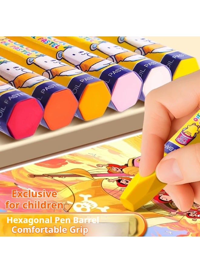 مجموعة من 24 قلم شمع زيتي، مناسبة للأطفال والطلاب والفنانين والمبتدئين والمعلمين. أقلام زيتية سداسية ضخمة للرسم الفني، والتلوين، والمزج، واللوازم الفنية، للفنانين، (10 × 74 مم) - Image 3