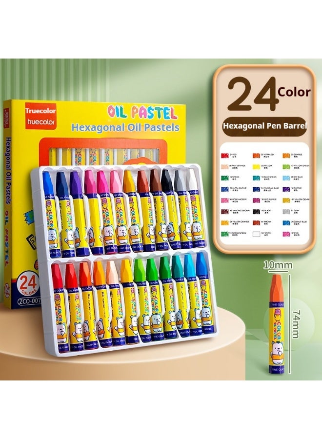 مجموعة من 24 قلم شمع زيتي، مناسبة للأطفال والطلاب والفنانين والمبتدئين والمعلمين. أقلام زيتية سداسية ضخمة للرسم الفني، والتلوين، والمزج، واللوازم الفنية، للفنانين، (10 × 74 مم) - Image 1