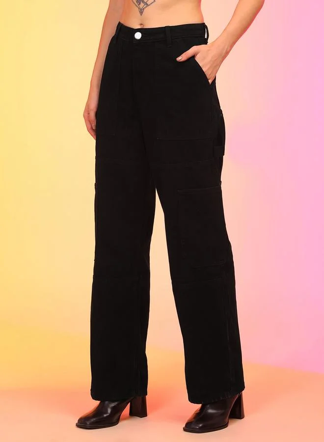 globus Globus Straight Fit Mid-Rise Faded Cotton Cargo Pockets Jeans