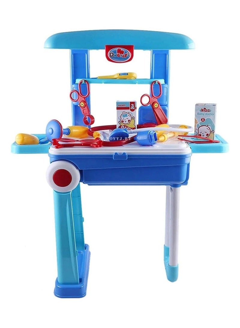 Doctor Premium Doctor Trolley Cart Toy Set for Kids – Mobile Medical Station Playset with Stethoscope, Syringe & Accessories | Educational Pretend Play Hospital Kit for Toddlers | Nurse Role Play Gift for Boys & Girls 3+ Years | Realistic Rolling Medical Stand Doctor Set - Image 2