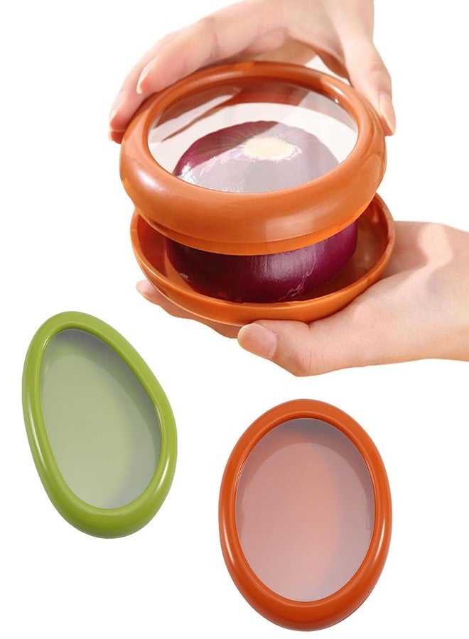 LINXIU Fruit and Vegetable Storage Containers for Fridge Avocado Saver Reusable Onion Storage Container Holder Keeper Fresh Stretch Pod 2Pcs - Image 1