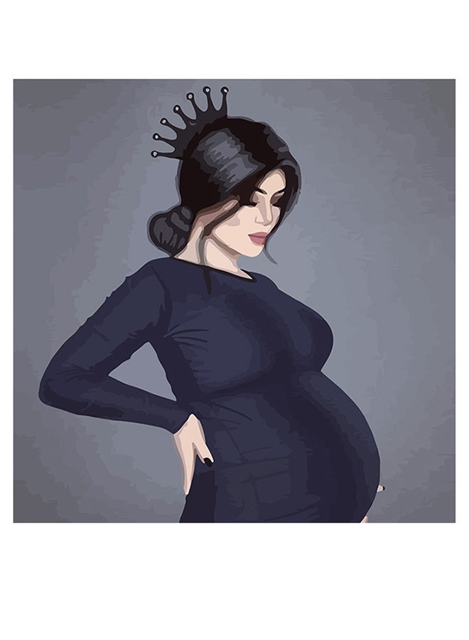 RYN Pregnant Woman Themed Wall Art Grey/Blue/Black 30x30cm - Image 1