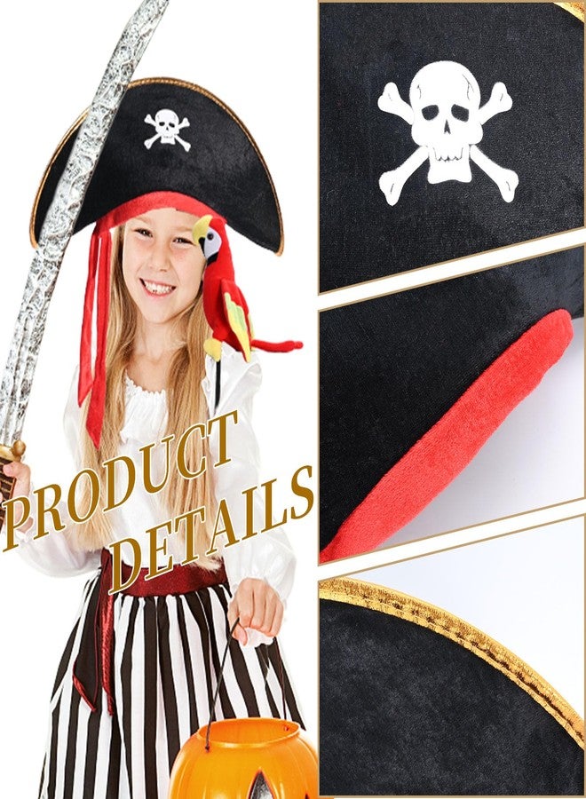 UOIENRT 2Pcs Pirate Hat Hat Skull Print & 10in Stuffed Parrot on Shoulder Pirate Costume Accessories for Halloween, School Play, Theater Performance - Image 3