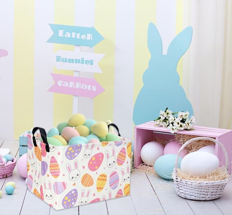 DDBASKET Easter Baskets for Kids Gift Easter Basket Empty Baby Basket for Boys and Girls Rectangular Toy Storage Bins Organizer Bin Box Cute Bunny Room Decor for Home(Bunny Egg) - Image 5