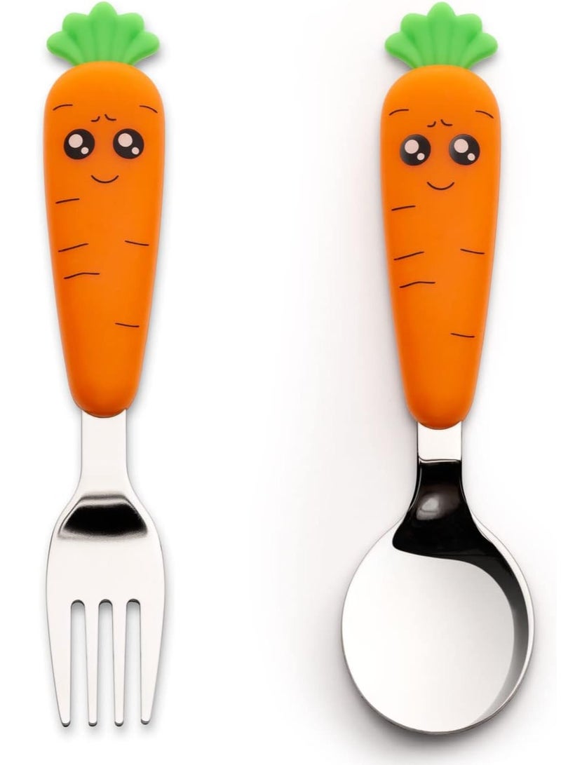 Toddler Utensils with Case - Stainless Steel Self-Feeding Kids Spoons and Forks Set, Travel Cutlery Set for Baby Child Ages 18 Months+  - Image 1