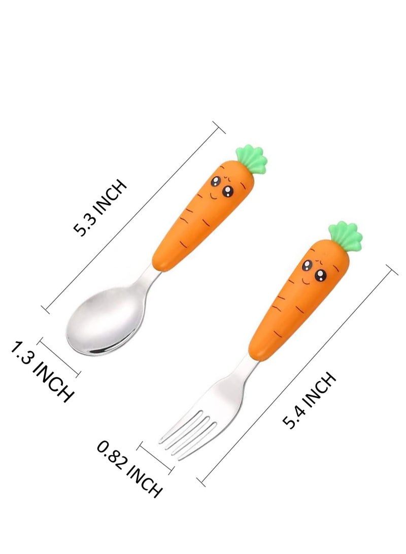 Toddler Utensils with Case - Stainless Steel Self-Feeding Kids Spoons and Forks Set, Travel Cutlery Set for Baby Child Ages 18 Months+  - Image 2