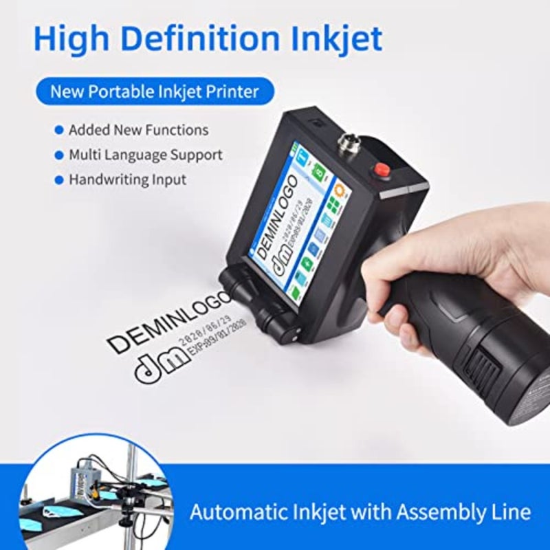 Handheld Printer for Label/Production Date/Barcode/Trademark/Logo, Plastic Body, Black, 4.3 Inch LED Touchscreen, Quick-Drying Ink Cartridge, High Definition Inkjet Code Printing - Image 2