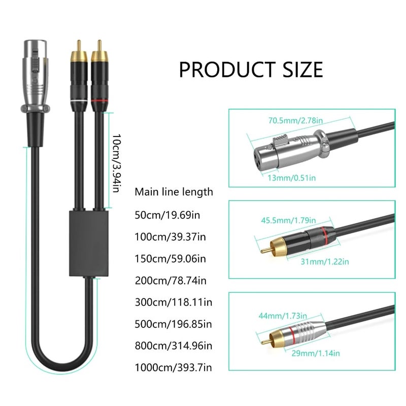كابل محول صوتي من XLR أنثى إلى 2RCA ستيريو بطول 5 أمتار لمكبرات الصوت والشاشات - Image 4
