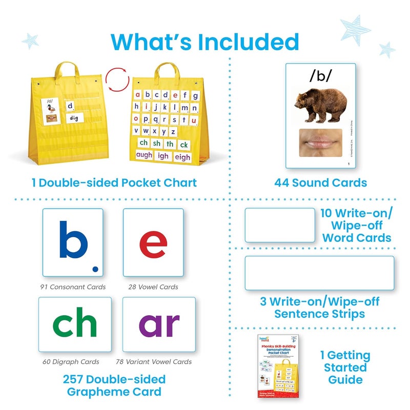 hand2mind hand2mind Phonics SkillBuilding Demonstration Pocket Chart Hanging Pocket Chart for Classroom Tabletop Pocket Chart Phonemic Awareness Activities Science of Reading Classroom Materials - Image 2