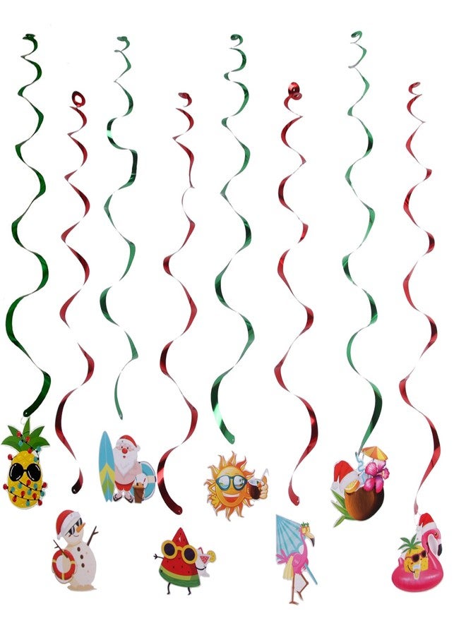 MAGQOO Gold Glitter Christmas in July Banner Garland Photo Props with 8 Pieces Swirl Garlands July Tropical Chrismtas Party Decor Pre-Strung - Image 3