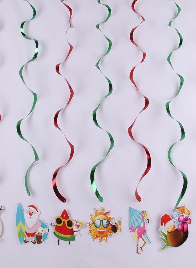 MAGQOO Gold Glitter Christmas in July Banner Garland Photo Props with 8 Pieces Swirl Garlands July Tropical Chrismtas Party Decor Pre-Strung - Image 5