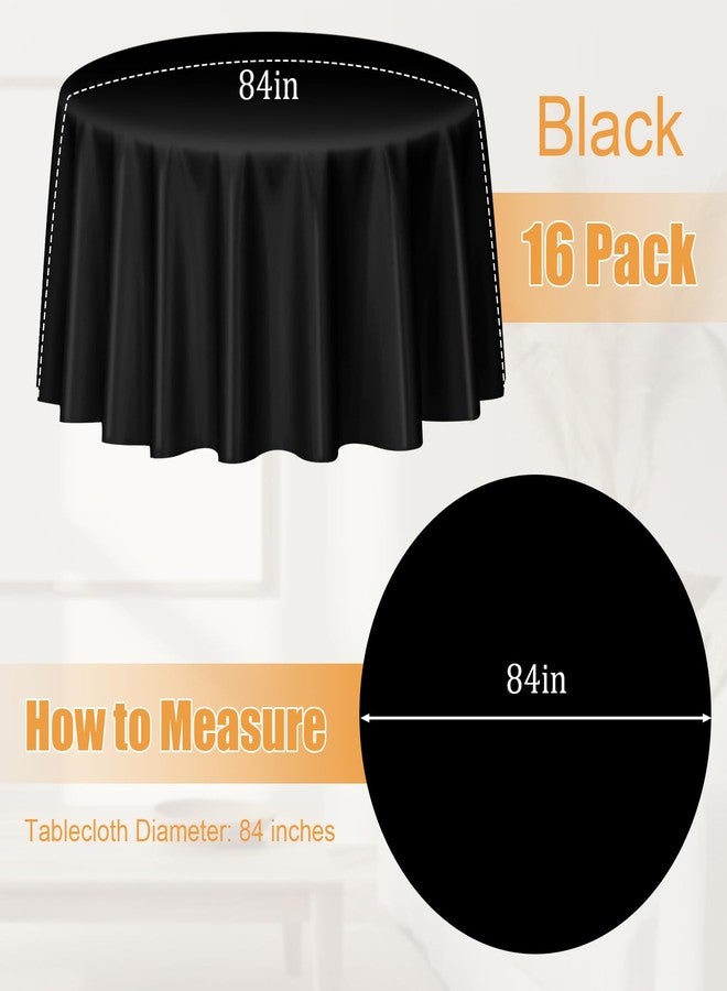 CLRBEATTY 16 Pack Black Plastic Tablecloth for Round Tables, 84 Inch Disposable Round Tablecloths, Sturdy Leakproof Table Cloth, Decorative Plastic Table Cover Bulk for Party Events - Image 2