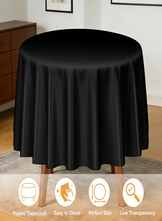 CLRBEATTY 16 Pack Black Plastic Tablecloth for Round Tables, 84 Inch Disposable Round Tablecloths, Sturdy Leakproof Table Cloth, Decorative Plastic Table Cover Bulk for Party Events - Image 3