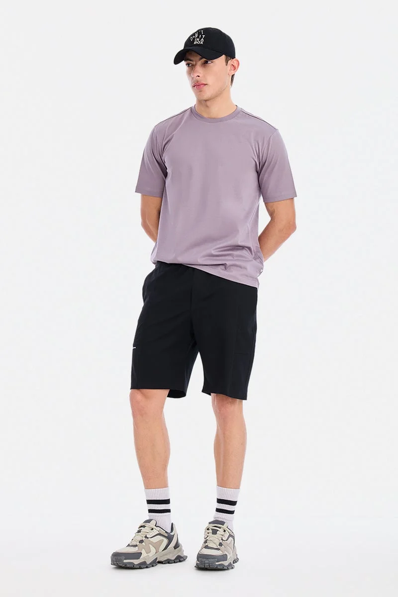 سنيتش Mauve Solid Half Sleeve Regular Fit Casual Luxe T-Shirt