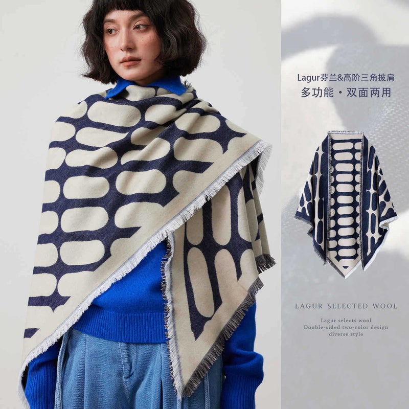 Wool Blend Triangle Shawl Scarf - Image 3