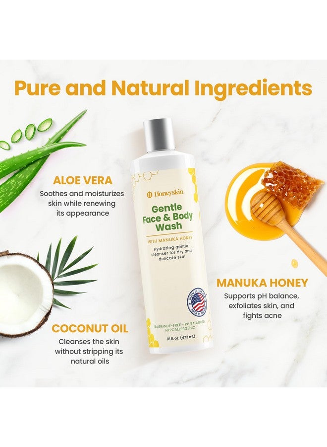 Honeyskin Face And Body Wash For Women And Men - Acne Body Wash Moisturizing For Sensitive Skin - Hydrating Facial Cleanser - Gentle Exfoliating Wash - With Manuka Honey (16Oz) - Image 3