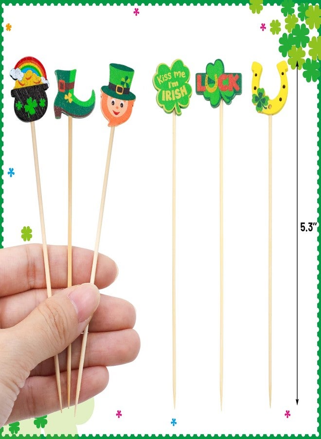 WorldBazaar St. Patrick's Day Cocktail Picks 120 PCS Shamrock Clover Toothpicks Skewers for Appetizers Irish Green Cupcake Toppers St Patrick's Day Party Decoration - Image 3