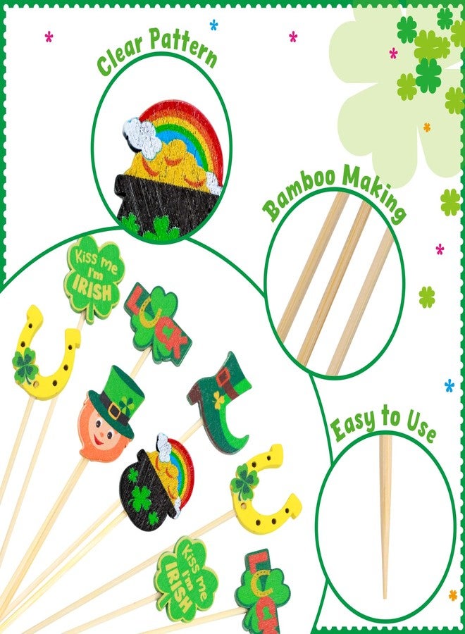 WorldBazaar St. Patrick's Day Cocktail Picks 120 PCS Shamrock Clover Toothpicks Skewers for Appetizers Irish Green Cupcake Toppers St Patrick's Day Party Decoration - Image 4