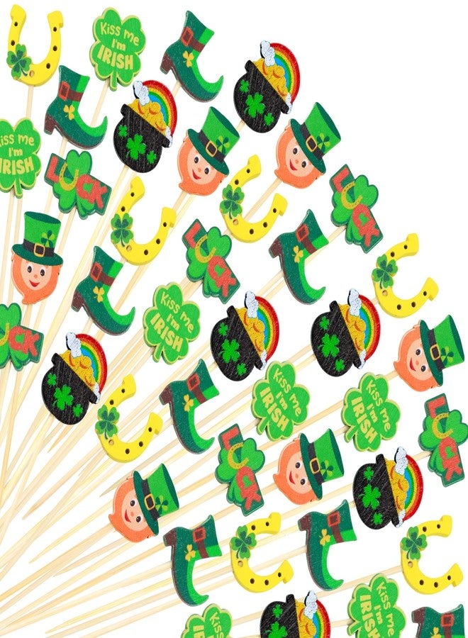 WorldBazaar St. Patrick's Day Cocktail Picks 120 PCS Shamrock Clover Toothpicks Skewers for Appetizers Irish Green Cupcake Toppers St Patrick's Day Party Decoration - Image 2