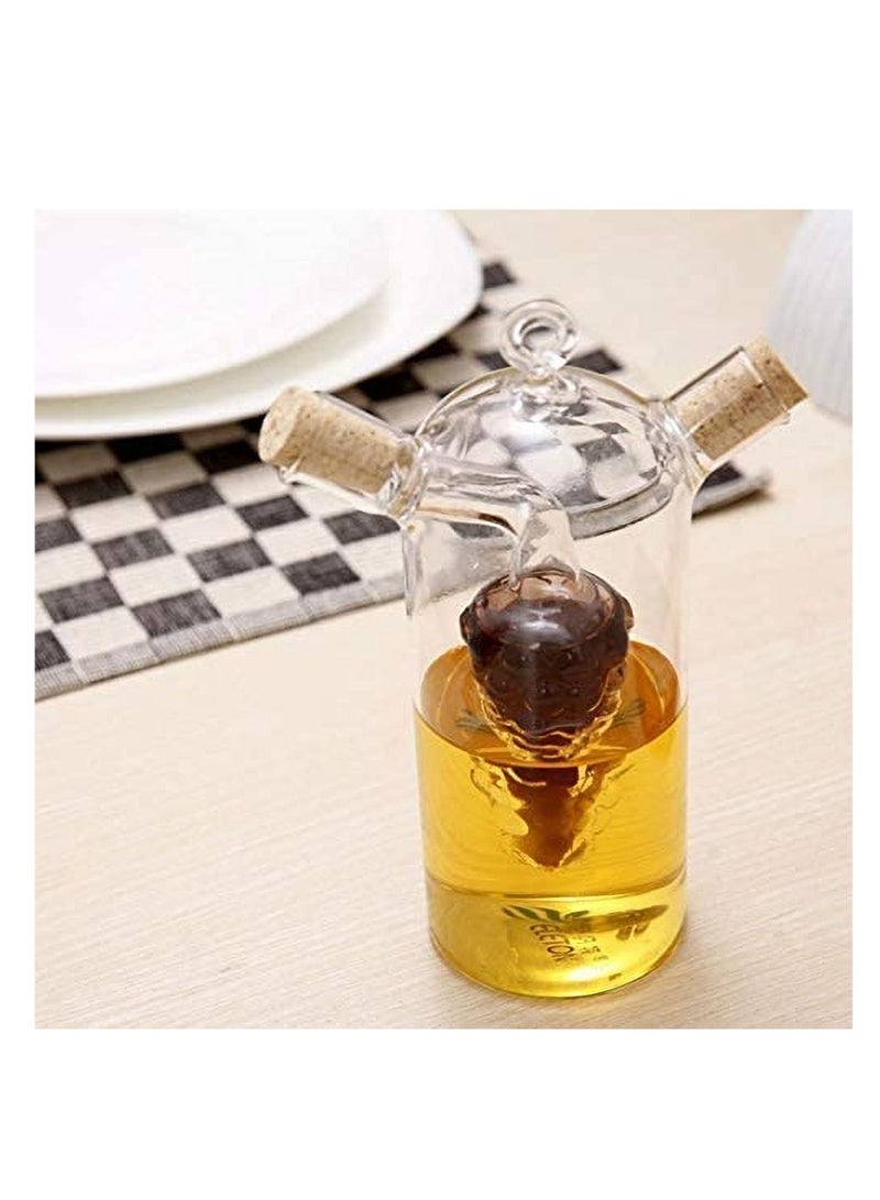 Dubkart 2 in 1 Glass Grapes Design Olive Oil Dispenser and Vinegar Bottle Glass Condiment Bottle - Image 2