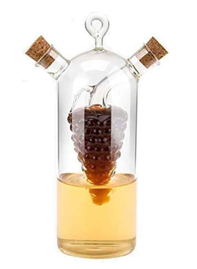 Dubkart 2 in 1 Glass Grapes Design Olive Oil Dispenser and Vinegar Bottle Glass Condiment Bottle - Image 1