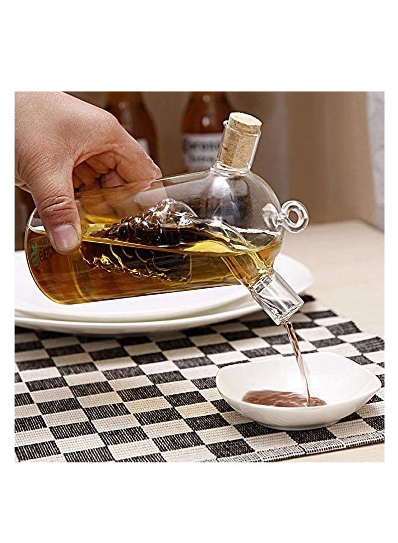 Dubkart 2 in 1 Glass Grapes Design Olive Oil Dispenser and Vinegar Bottle Glass Condiment Bottle - Image 3
