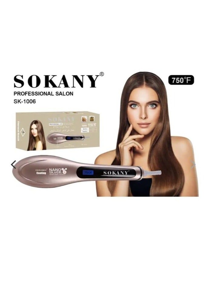 فرشاة تسبيل كهربائي للشعر 1000 واط مع شاشة عرض ال سي دي من سوكاني1006 -SK ،تعمل علي الشعر المبلل والجاف