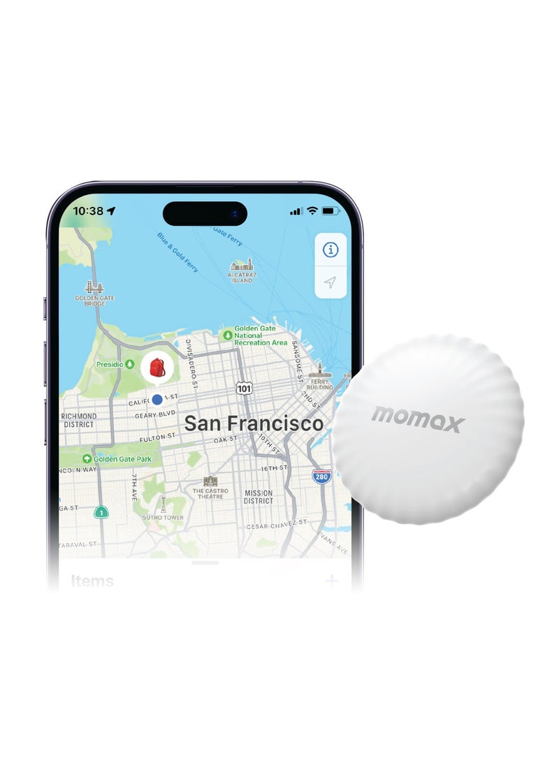 موماكس - جهاز لتتبع الأشياء المفقودة من MOMAX، تعمل مع تطبيق "تحديد المواقع" من Apple، أبيض - Image 1
