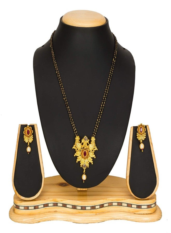 Aadita Latest Fashion Traditional Gold Plated and American Diamond Mangalsutra for Women (Golden) (DT2415MS) - Image 5