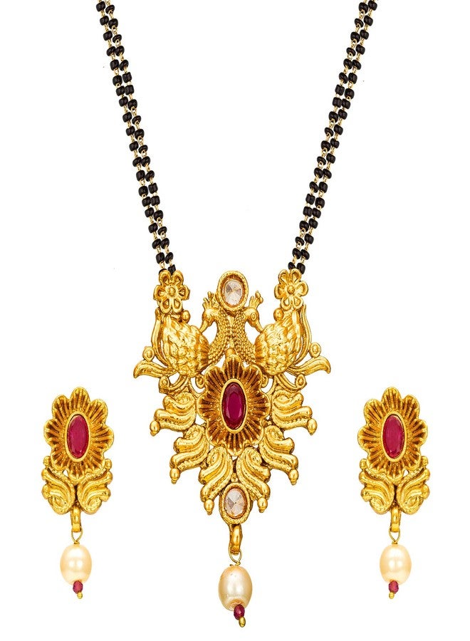 Aadita Latest Fashion Traditional Gold Plated and American Diamond Mangalsutra for Women (Golden) (DT2415MS) - Image 1