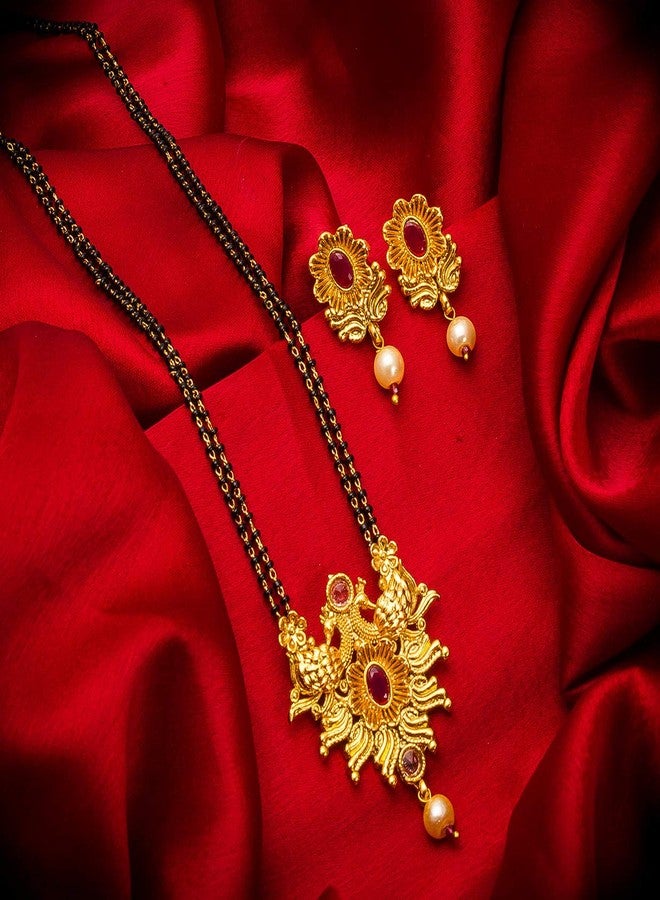 Aadita Latest Fashion Traditional Gold Plated and American Diamond Mangalsutra for Women (Golden) (DT2415MS) - Image 2