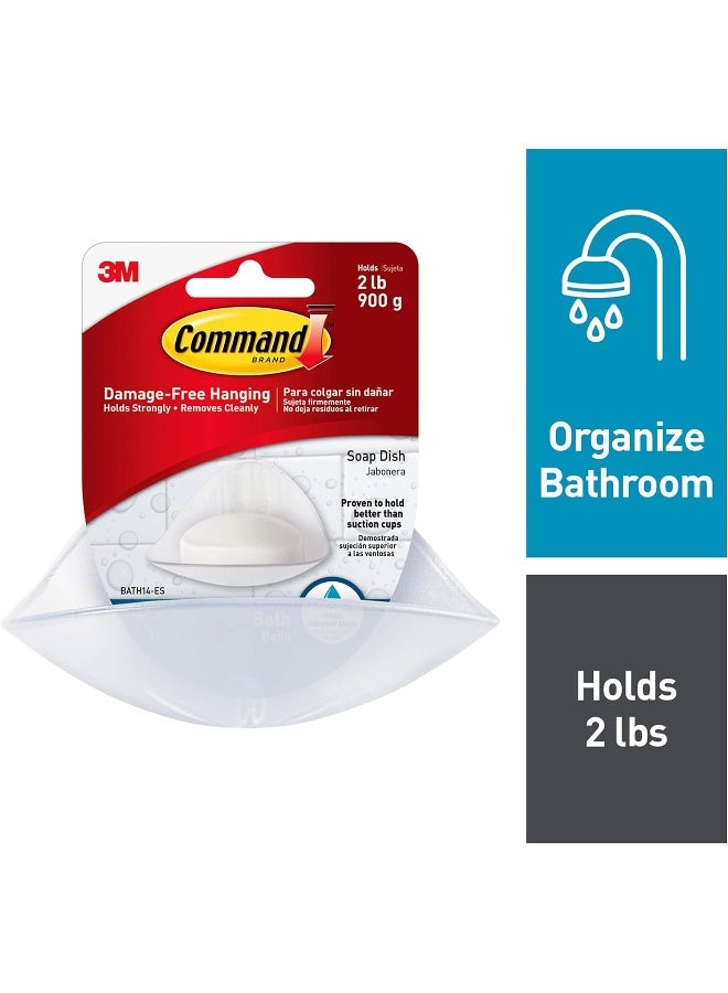 Command Soap Dish with Water Resistant Strips BATH14 Clear Frosted, support 900gr. Organize and decorate Damage Free. 1Dish+2 strips/Pack - Image 2